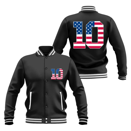 USA Flag Number 10 Varsity Jacket – American Flag Baseball Jacket