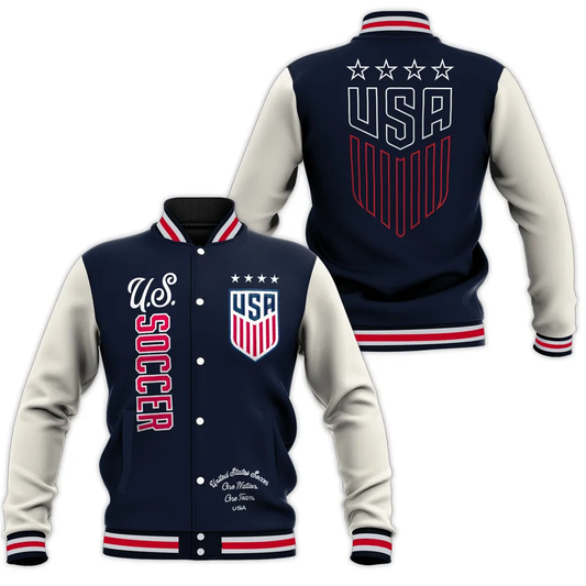 USA Soccer Varsity Jacket – American Soccer Fan Baseball Jacket