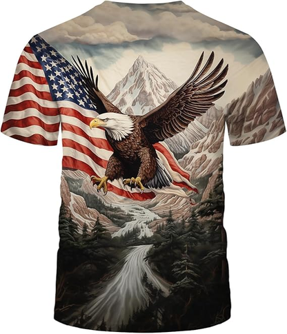 American Landscape: Eagle Flying Over Mountain River Valley Tee