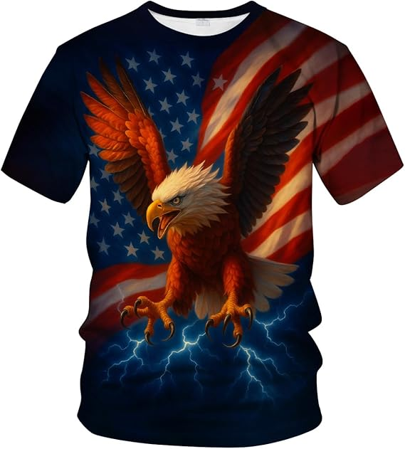Power of Liberty: Lightning Strike American Eagle Graphic Tee