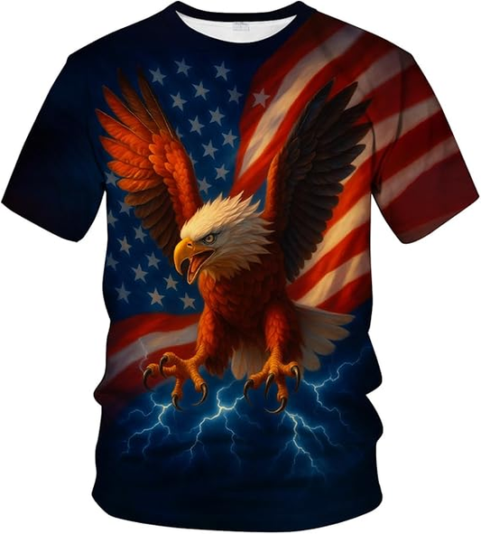 Power of Liberty: Lightning Strike American Eagle Graphic Tee
