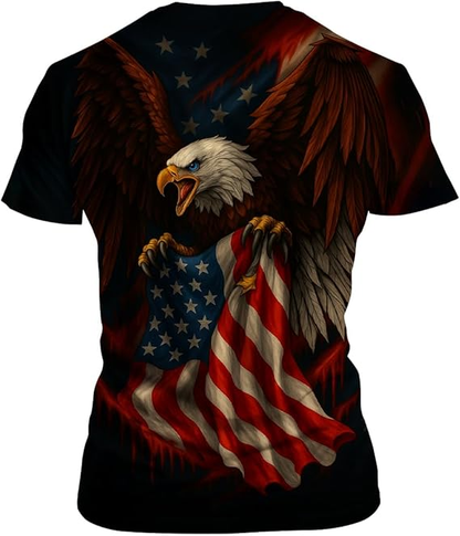 Guardian of Freedom: Fierce Eagle Clenching US Flag T-Shirt