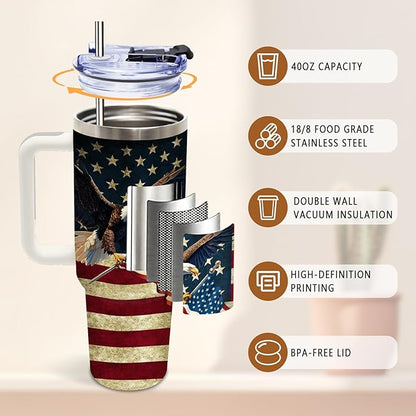 LIMITED EDITION - NEW CUSTOMIZED | EAGLE PATRIOTIC USA FLAG TUMBLER CUP