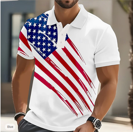 LIMITED EDITION - NEW CUSTOMIZED USA FLAG PATRIOTIC POLO