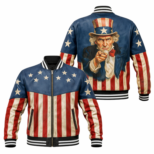 LIMITED EDITION - NEW CUSTOMIZED | VINTAGE UNCLE SAM USA FLAG VARSITY & BASEBALL JACKET