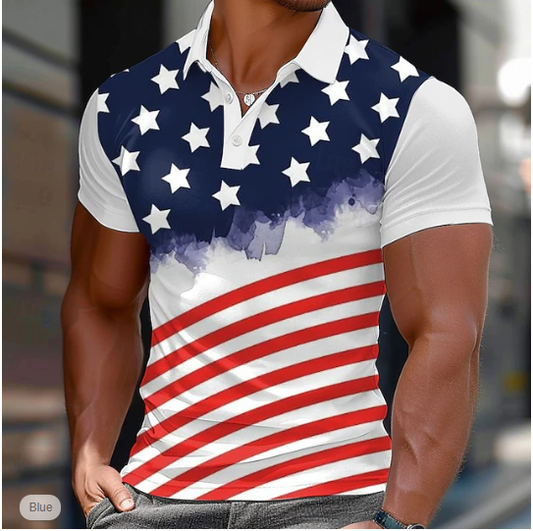 LIMITED EDITION - NEW CUSTOMIZED USA FLAG PATRIOTIC POLO