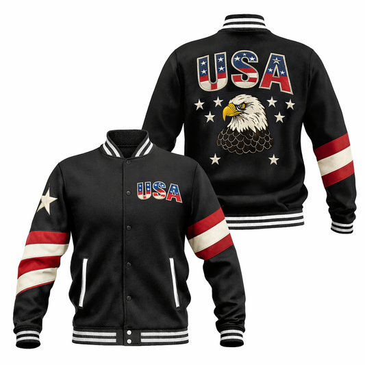 LIMITED EDITION - NEW CUSTOMIZED | EAGLE PATRIOTIC CLASSIC USA FLAG VARSITY & BASEBALL JACKET