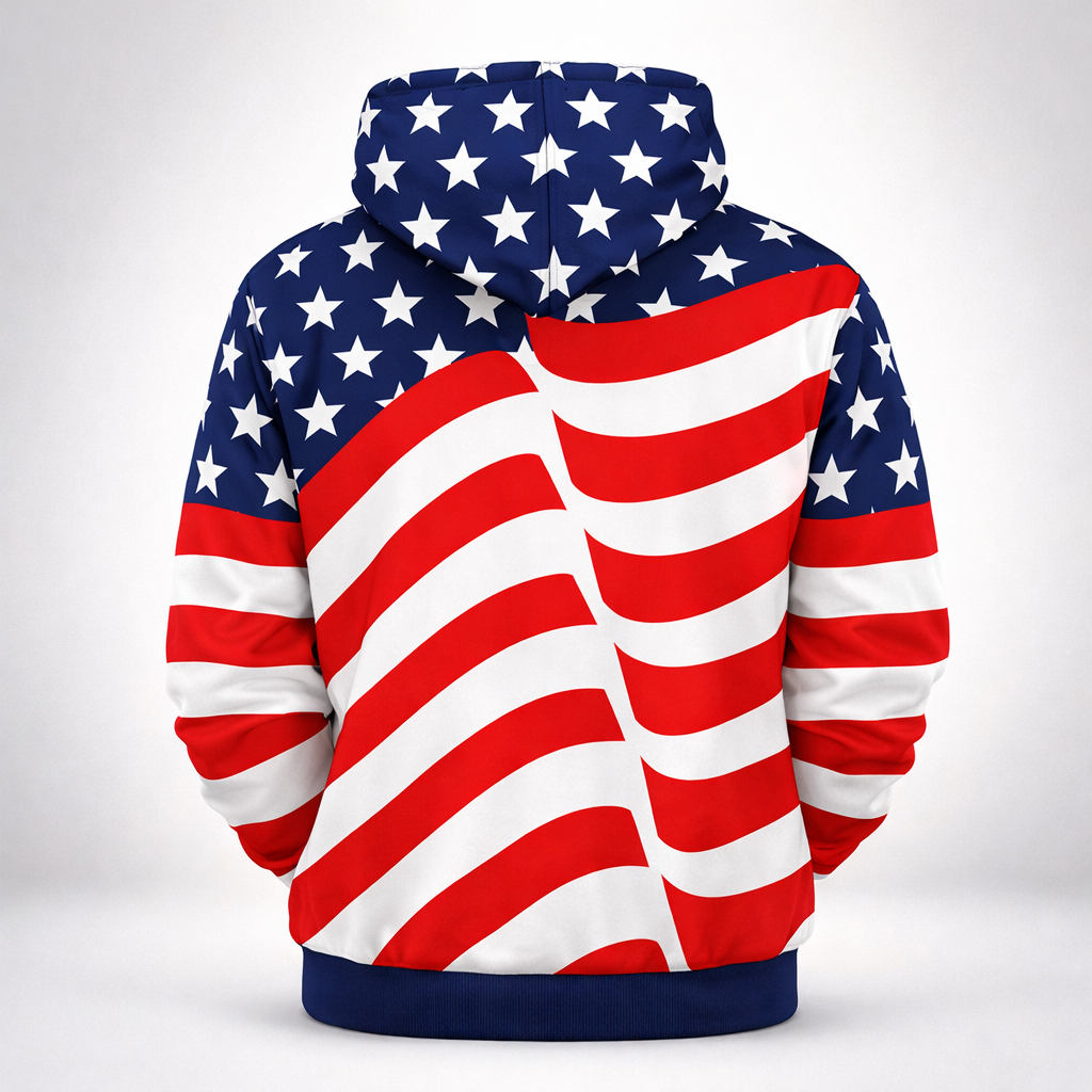 Classic Wavy USA Flag 3D Hoodie & Sweatshirt