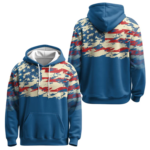Faded Blue USA Flag 3D Hoodie & Sweatshirt