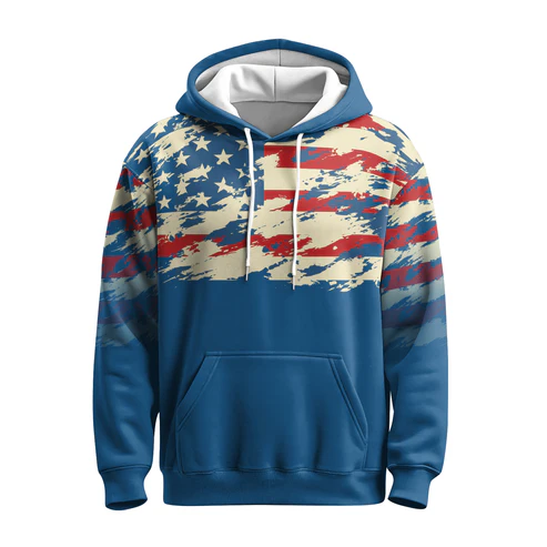 Faded Blue USA Flag 3D Hoodie & Sweatshirt