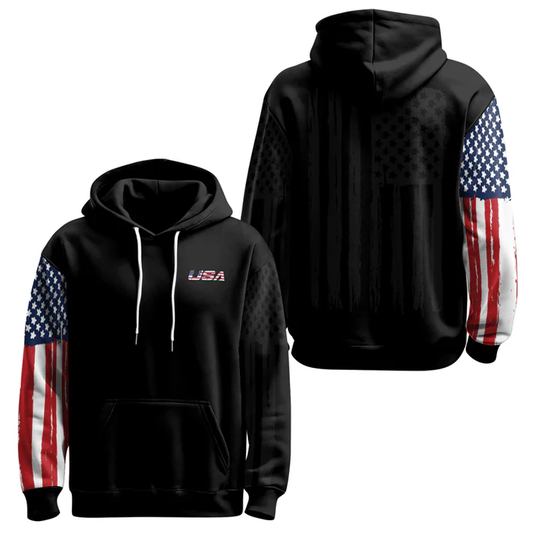 Minimalist Black USA Flag Sleeve 3D Apparel (Hoodie, Zipper & Sweatshirt)