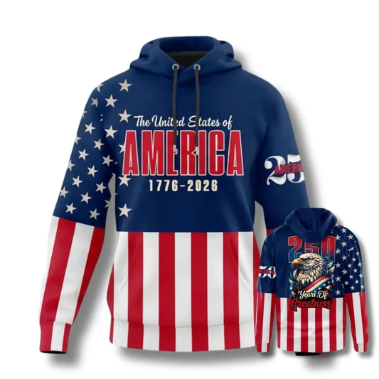 USA 250th Anniversary 1776-2026 3D Apparel (Hoodie, Zipper & Sweatshirt)