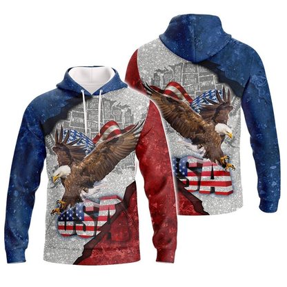 Patriotic Soaring Eagle USA Map Distressed 3D Apparel (Hoodie, Sweatshirt, Zipper)