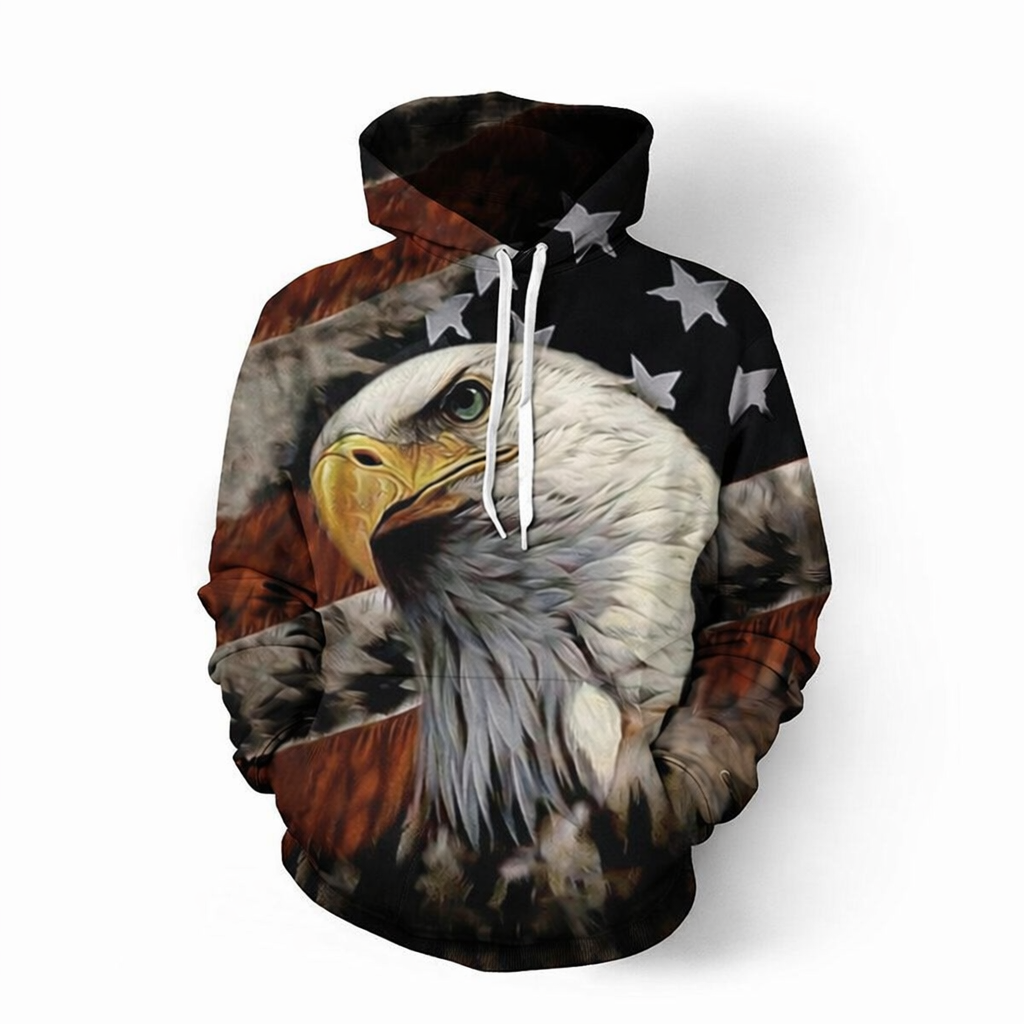 Eagle Portrait USA Flag 3D Hoodie & Sweatshirt